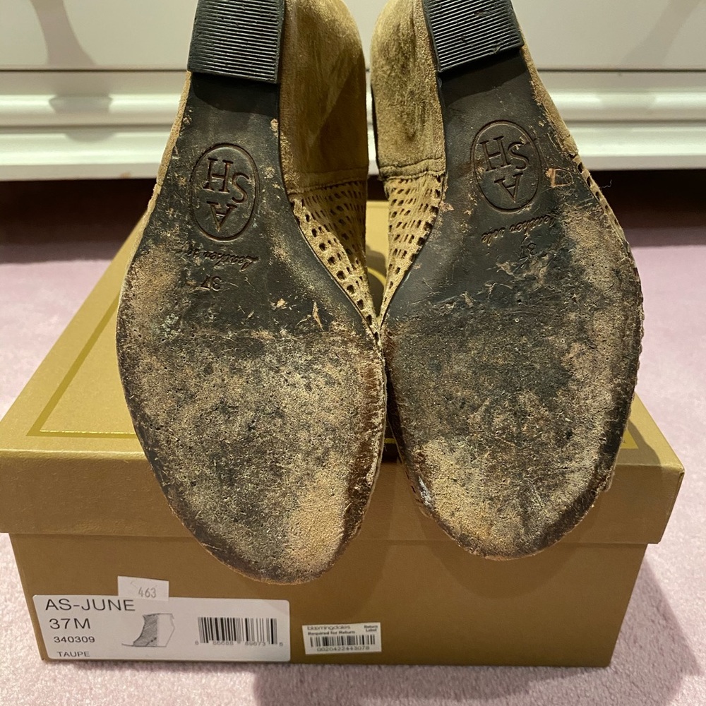 Ash June Taupe Suede Wedge Open Toe Booties - image 3